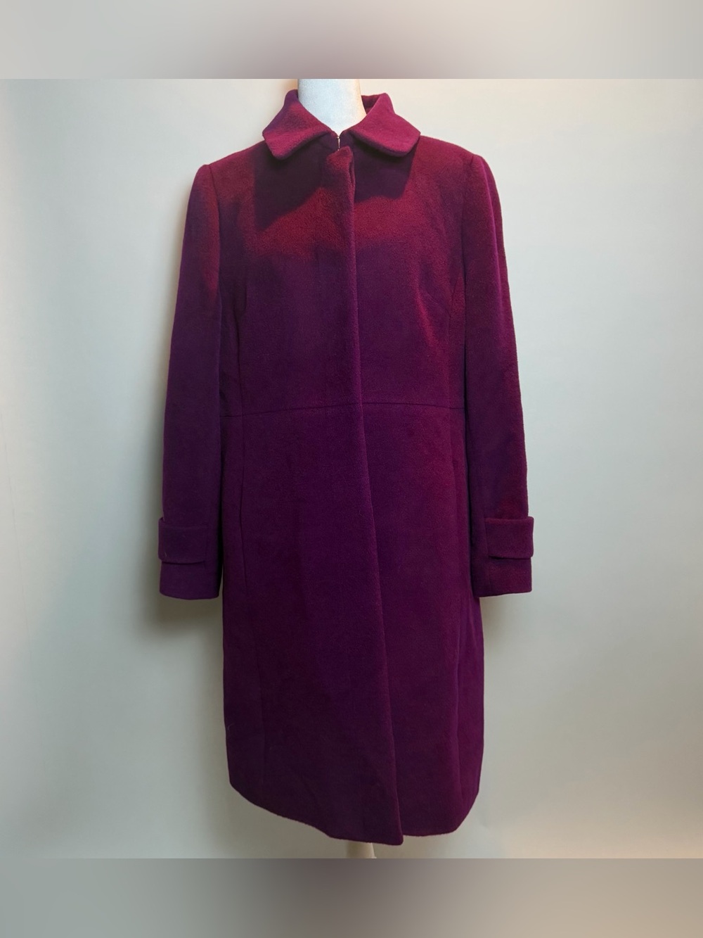 Talbots Plum Single-Breasted Trench Wool & Alpaca Coat